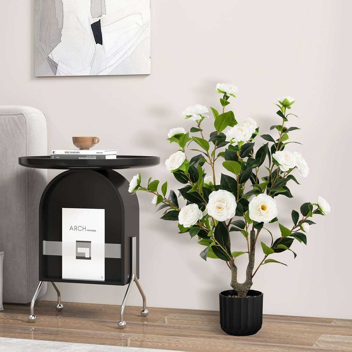 Plante artificielle à suspendre - pot en ciment - H25 cm - Atmosphera