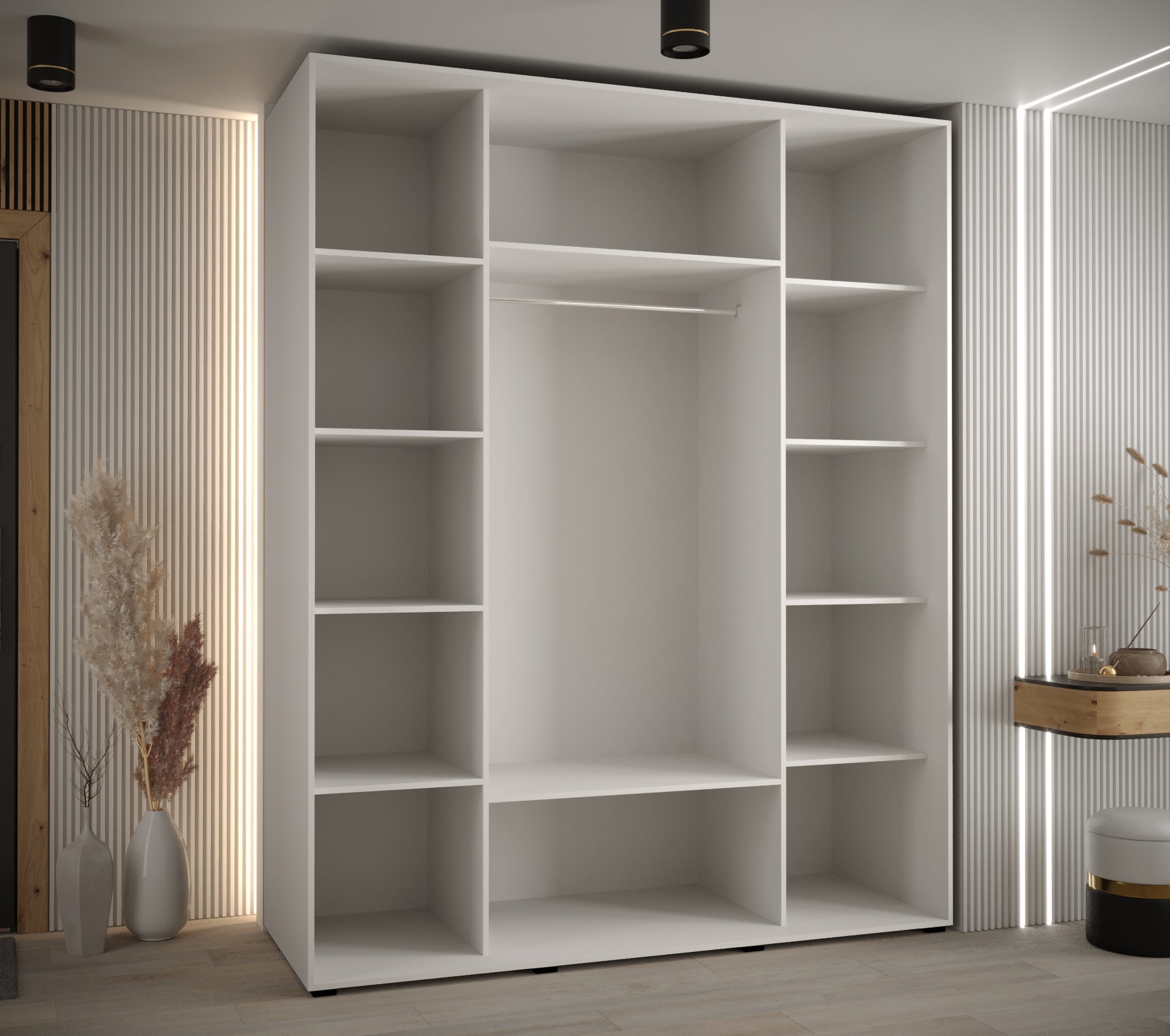Szafa przesuwna wysoka Davos 10 200 x 60 x 235,2 cm biały + artisan + u. srebrny - Abiks Meble - 3