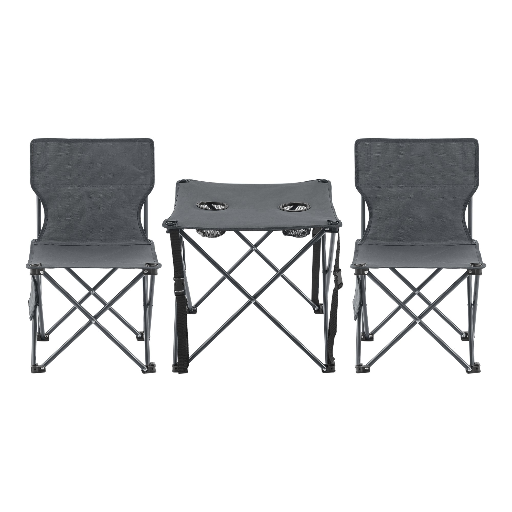 Set de table et 2 chaises de camping pliantes Banzi tissu Oxford 600D gris casa.pro - 2