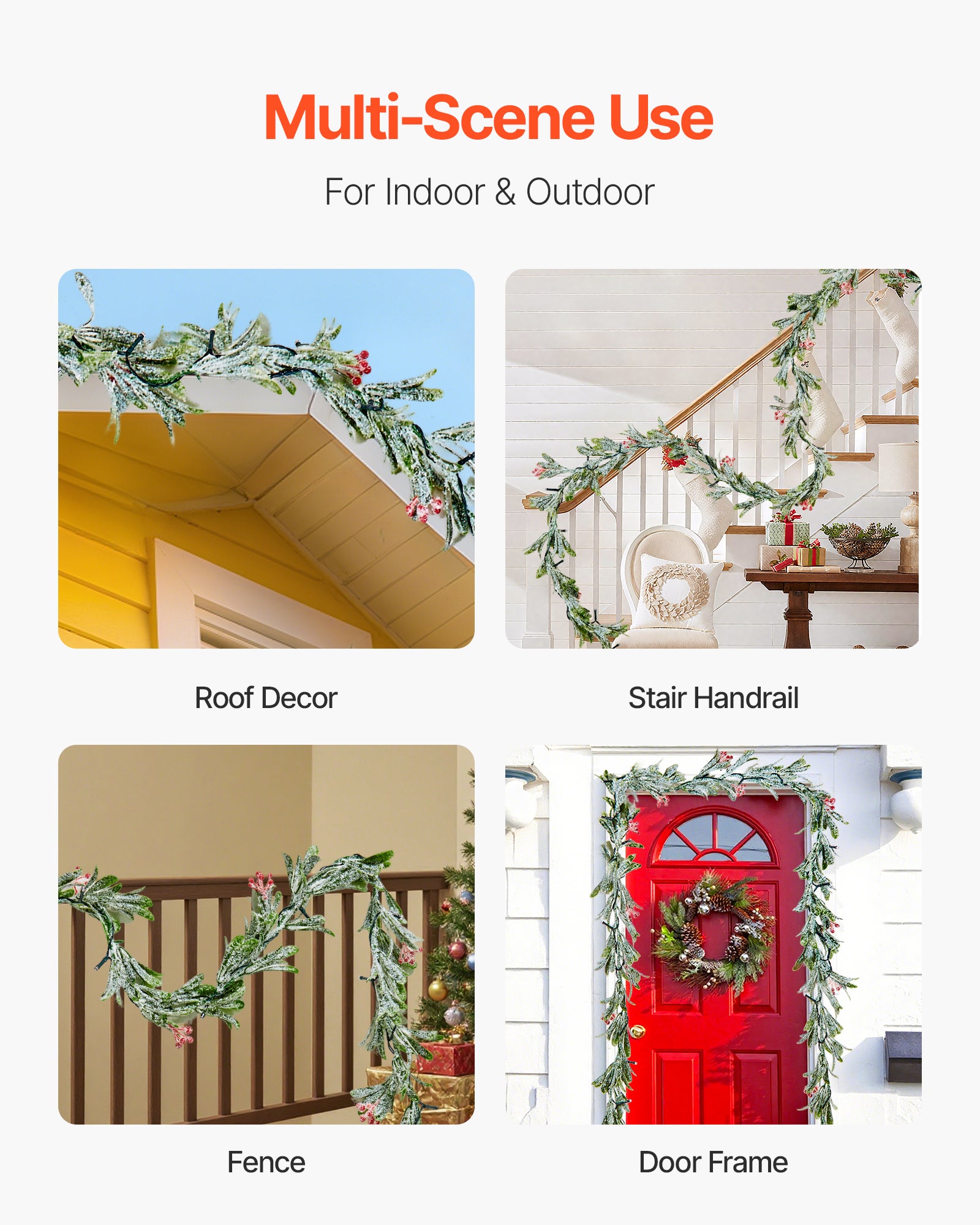 Grinalda de Natal,VEVOR 2 m,grinalda de folhas de oliveira artificiais com luzes,para lareiras,penduradas,de pé,grinaldas - 6