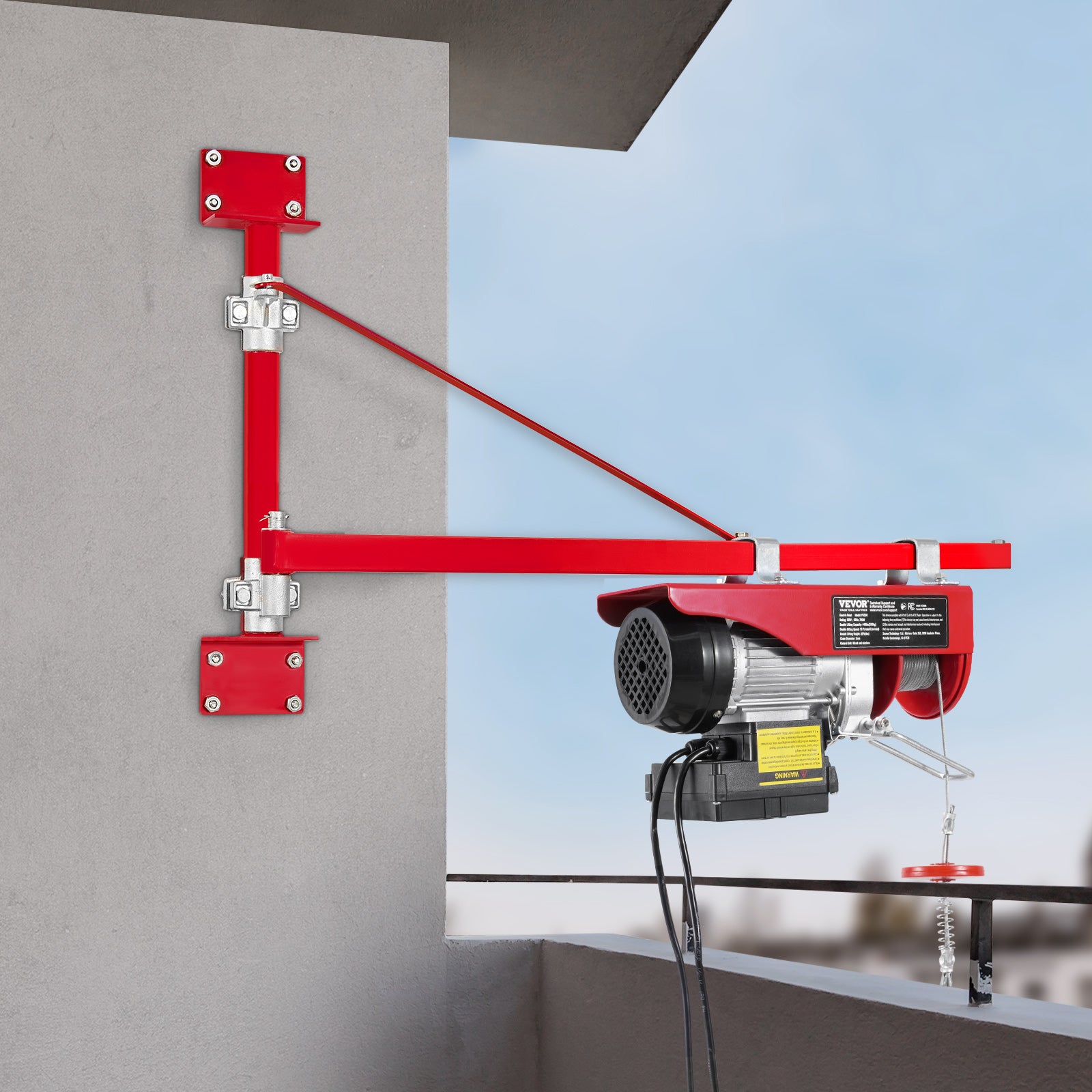 Palan électrique,charge VEVOR 200 kg,télécommande filaire 4,2 m et télécommande sans fil 100 m,hauteur de levage monocâble 12 m,arrêt d'urgence - 8