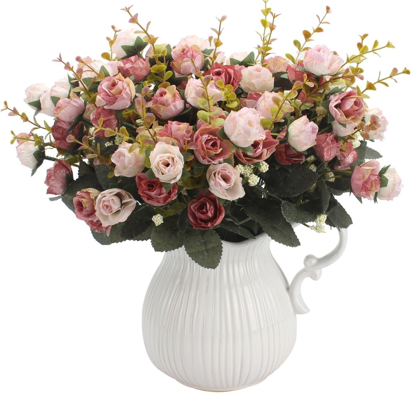 Bouquet De Roses Artificielles Blanches En Soie, 9 Têtes, Petites Roses Pour Mariage Maison Bureau Table Vase Decoration 86516591