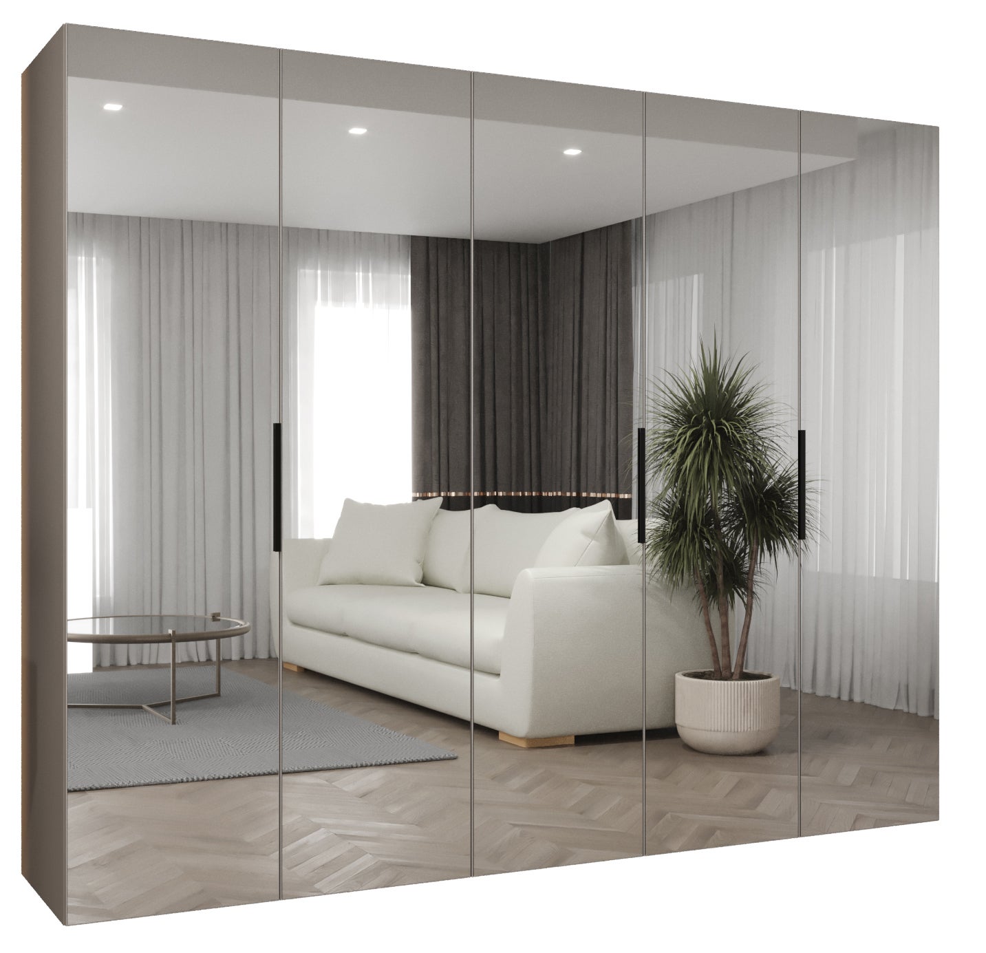 Szafa uchylna otwierana Marbella 3 250 x 52 x 202 cm kaszmir + u. czarny Abiks Meble