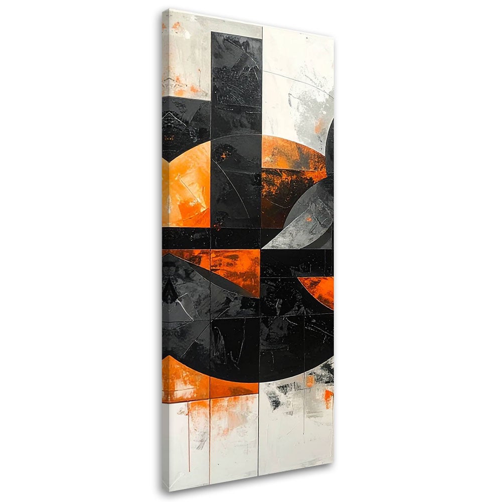 Obraz do salonu pokoju biura, Abstrakcja koła kształty czarno pomarańczowy 40x120
