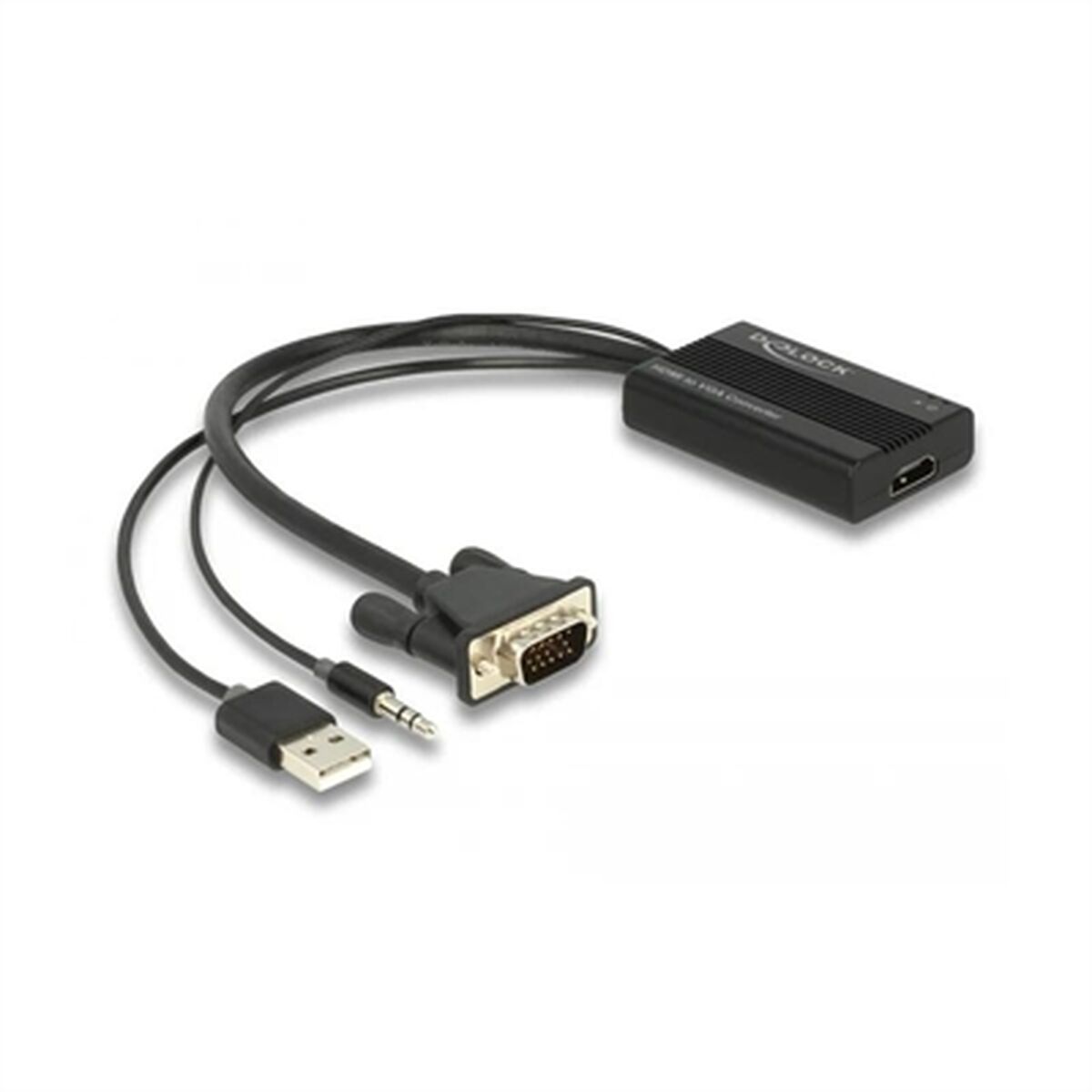 Adaptador HDMI a VGA con Audio DELOCK 64172 Negro 25 cm | Leroy Merlin