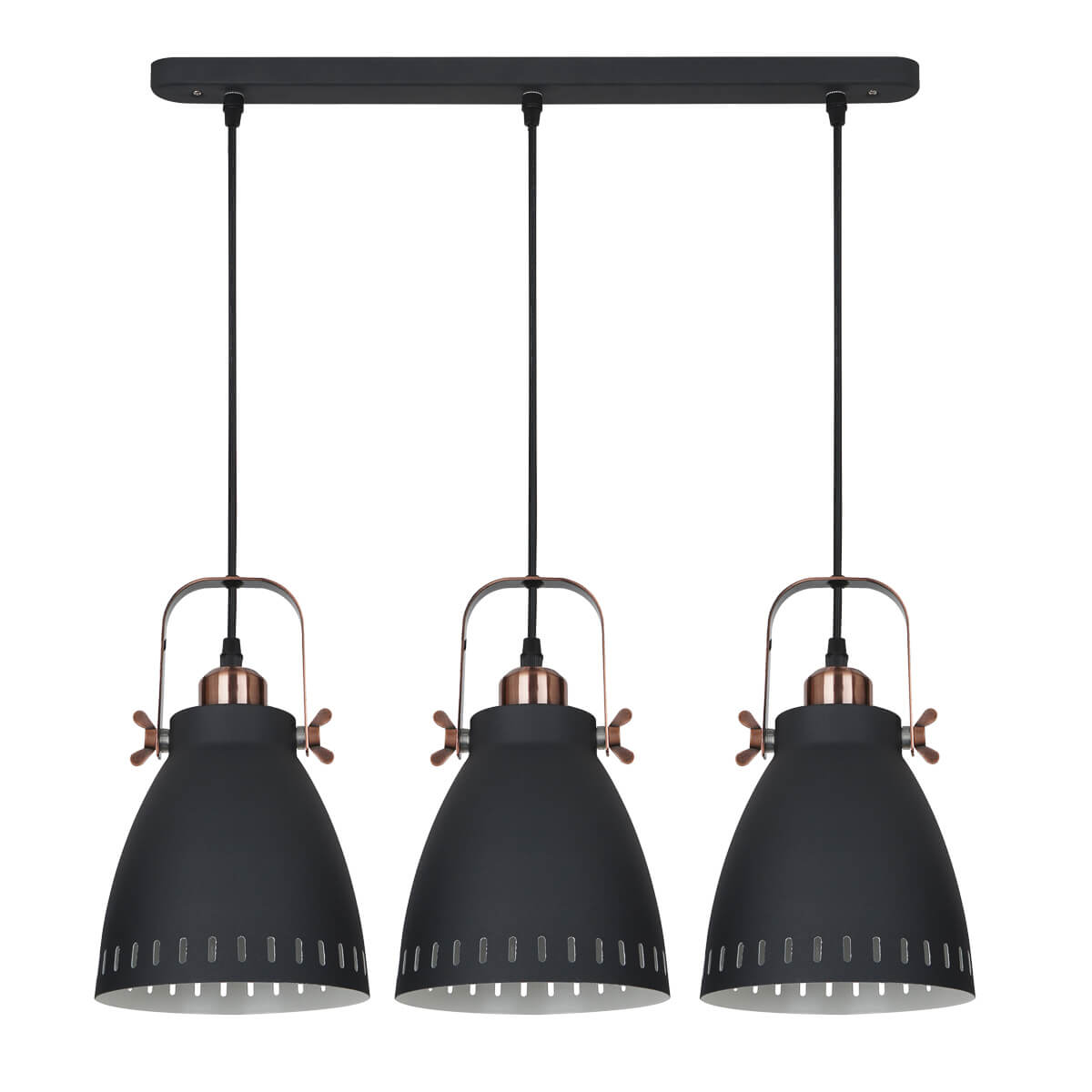 Suspension industrielle et rétro Franklin Graphite sablé, cuivre rouge 3 ampoules - 2