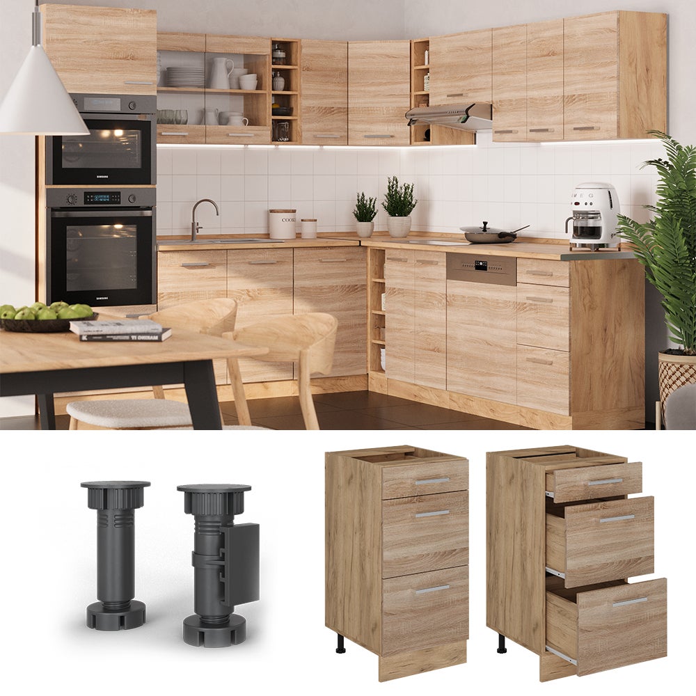 Vicco Meuble cuisine R-Line, Sonoma, 40cm avec tiroirs, sans PT - 3
