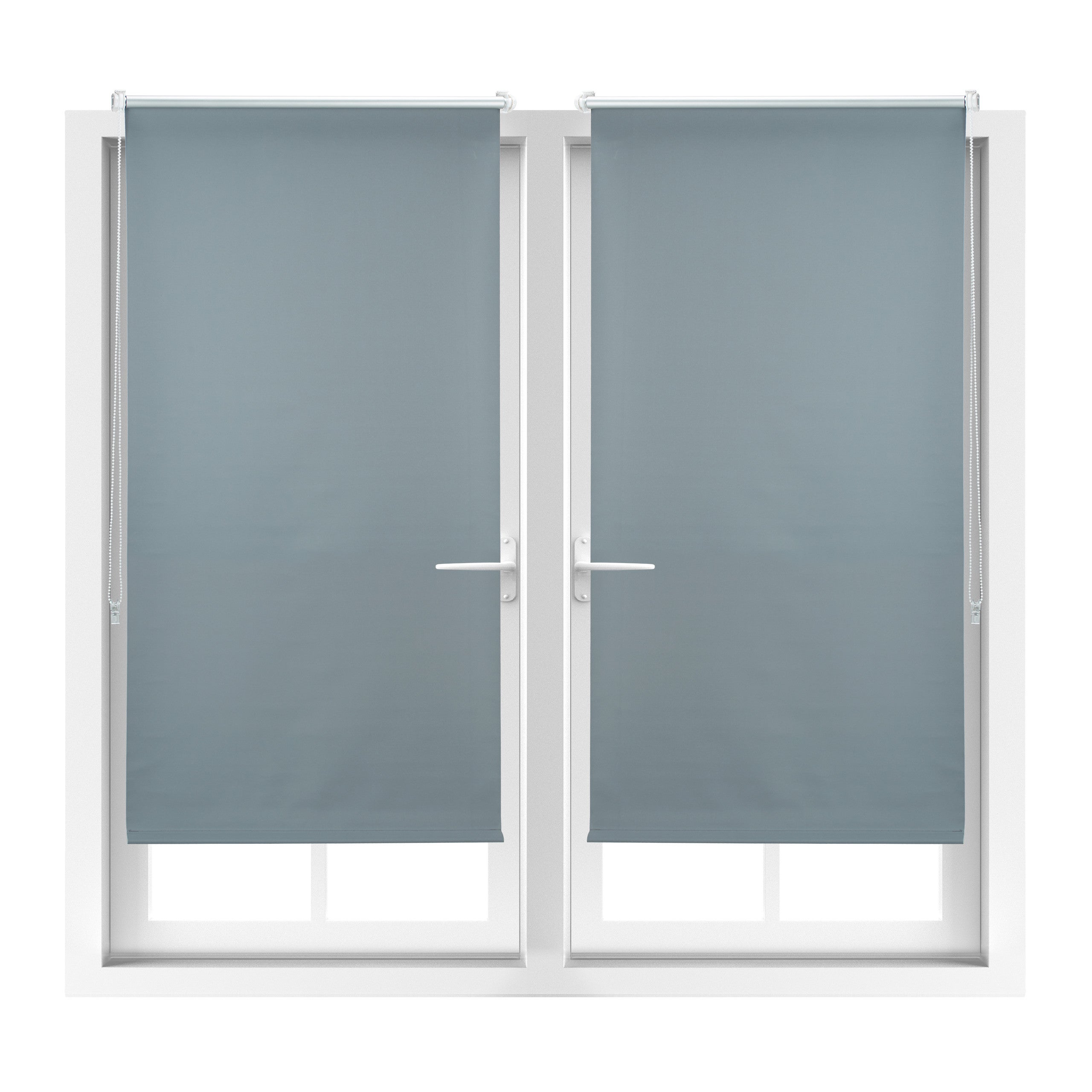 2 estores opacos térmicos, sin taladrar, enrollable, con cadena, tela-aluminio-plástico, 70 x 210 cm, gris