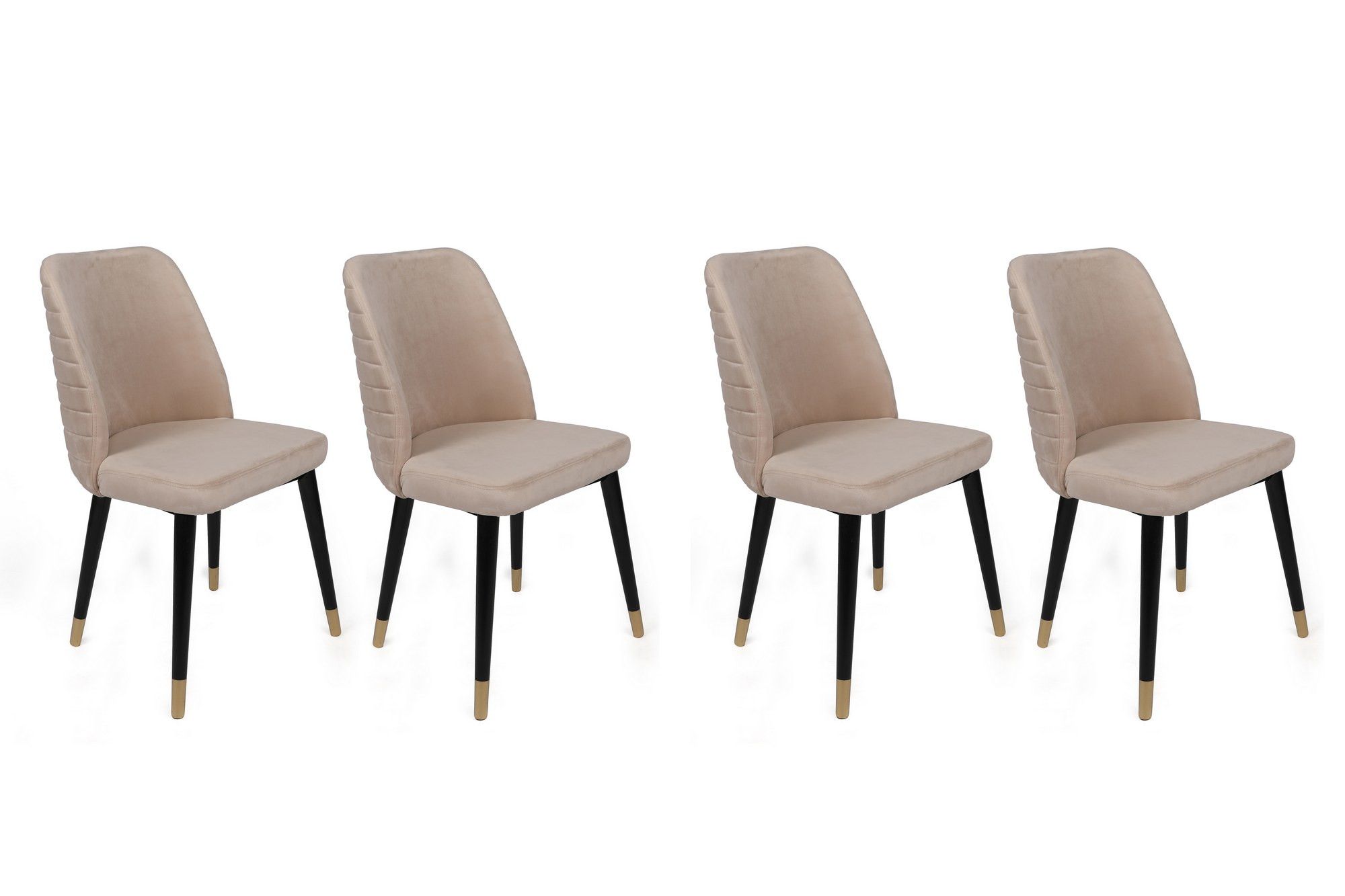 Lot de 4 chaises Vatri Velours Blanc crème et Métal Noir et Or | Leroy ...