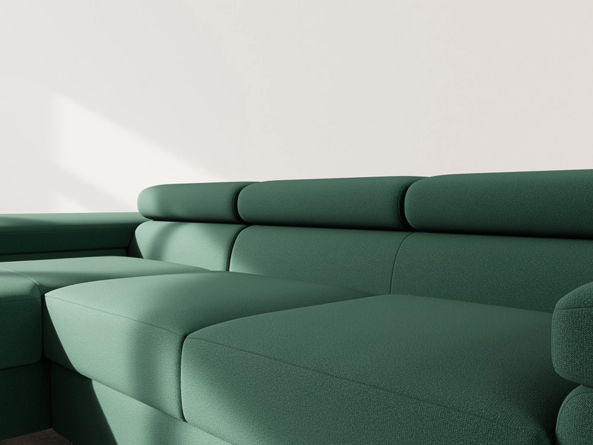 Canapé d'angle gauche convertible 6 places en velours vert - PABLO - Best Mobilier - 8