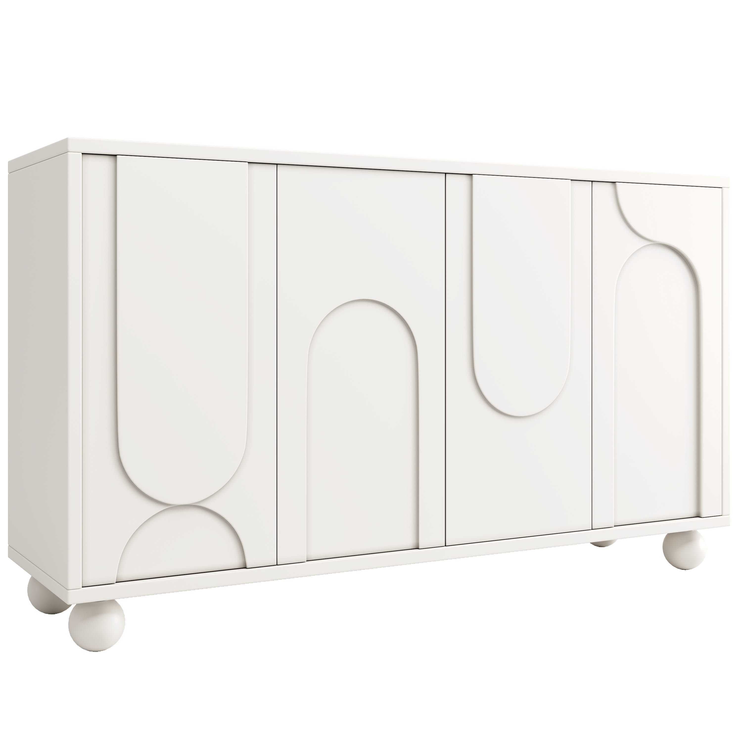 Nice Buffet Layout Buffet blanc avec plateau réglable, grand espace de rangement et ...