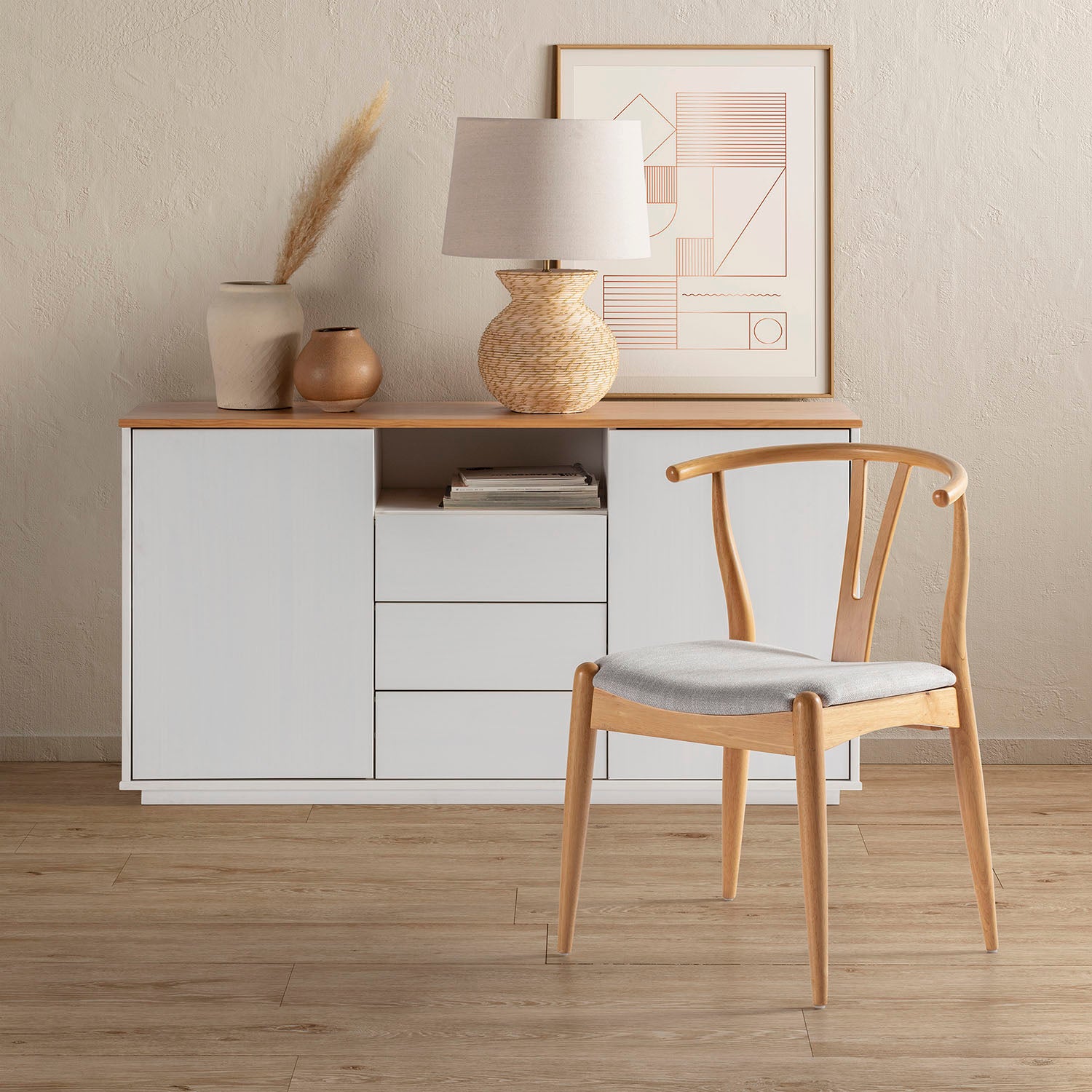 Pack 2 chaises Rustic, Couleur Chêne, Bois Massif, 55 cm x 54,5 cm x 76 cm - 6