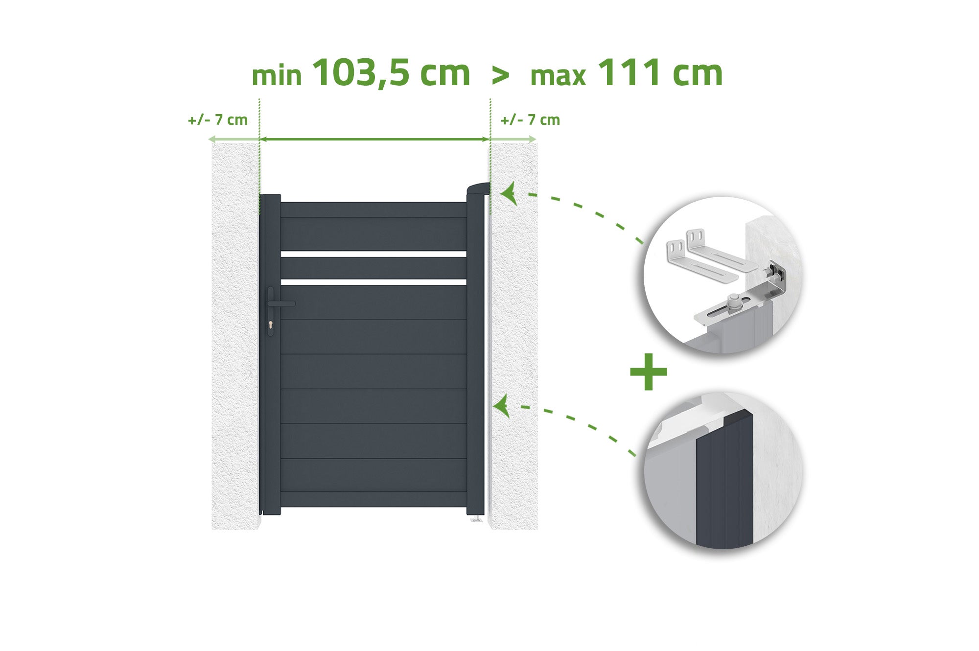 Brama regulowana o szerokości 1m CIMONE H.140cm szare aluminium