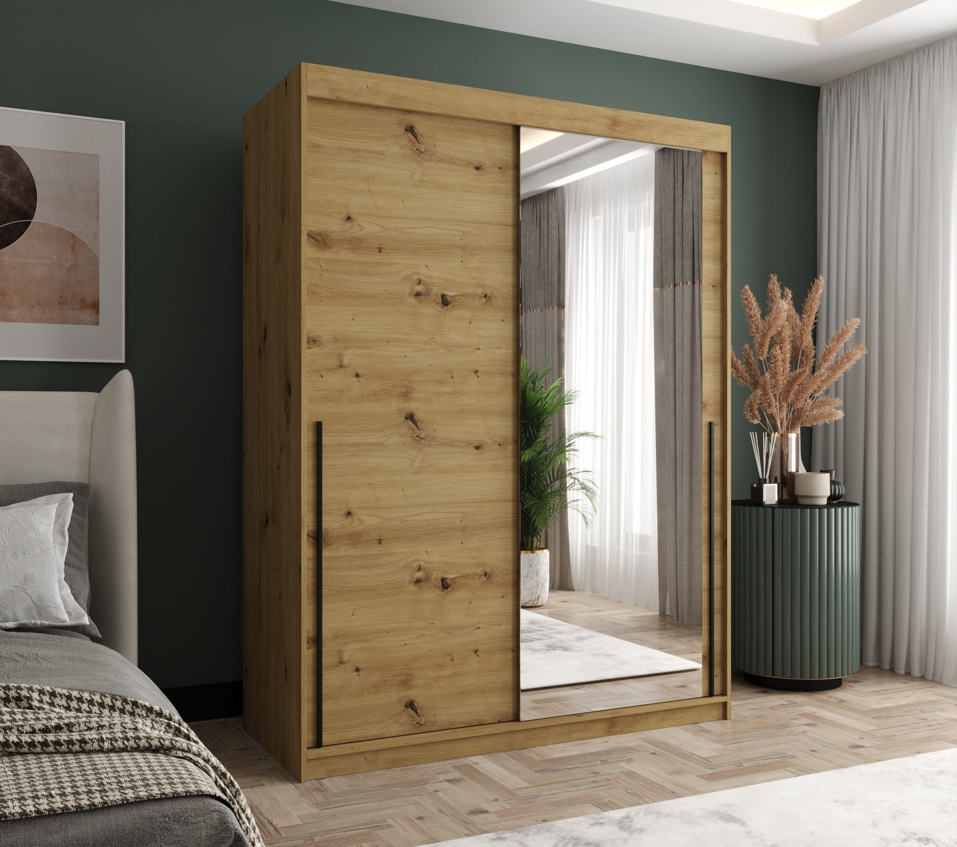 Szafa przesuwna z lustrem SIMA T2 150 x 62 x 200 artisan + u. czarny - 2