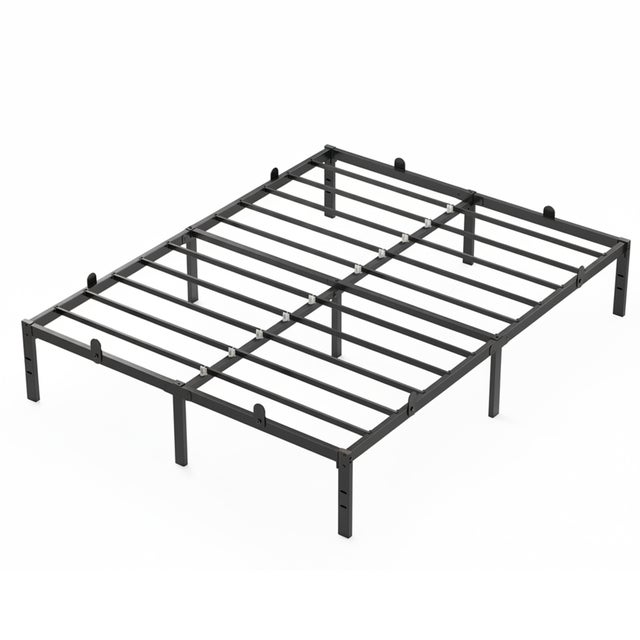 VASAGLE Lit Double 140 x 190 avec Rangement Sous Le Sommier, Cadre Métallique, Facile à Monter, Style Moderne, Noir