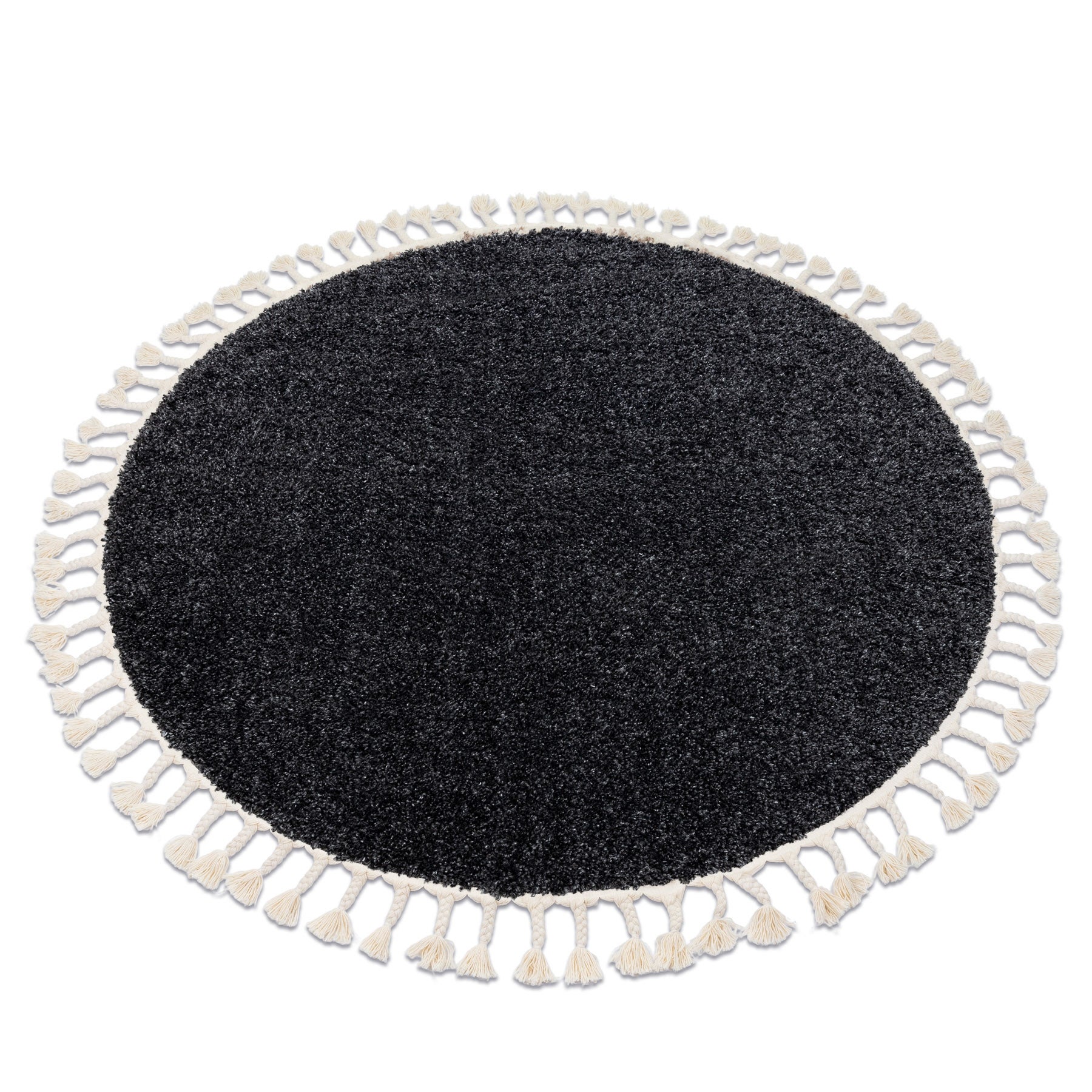 Alfombra berber 9000 circulo gris franjas bereber marroquí shaggy circulo 160 cm