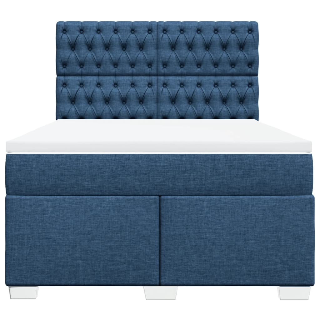 Cama box spring com colchão de tecido azul 140x200 cm | Leroy Merlin