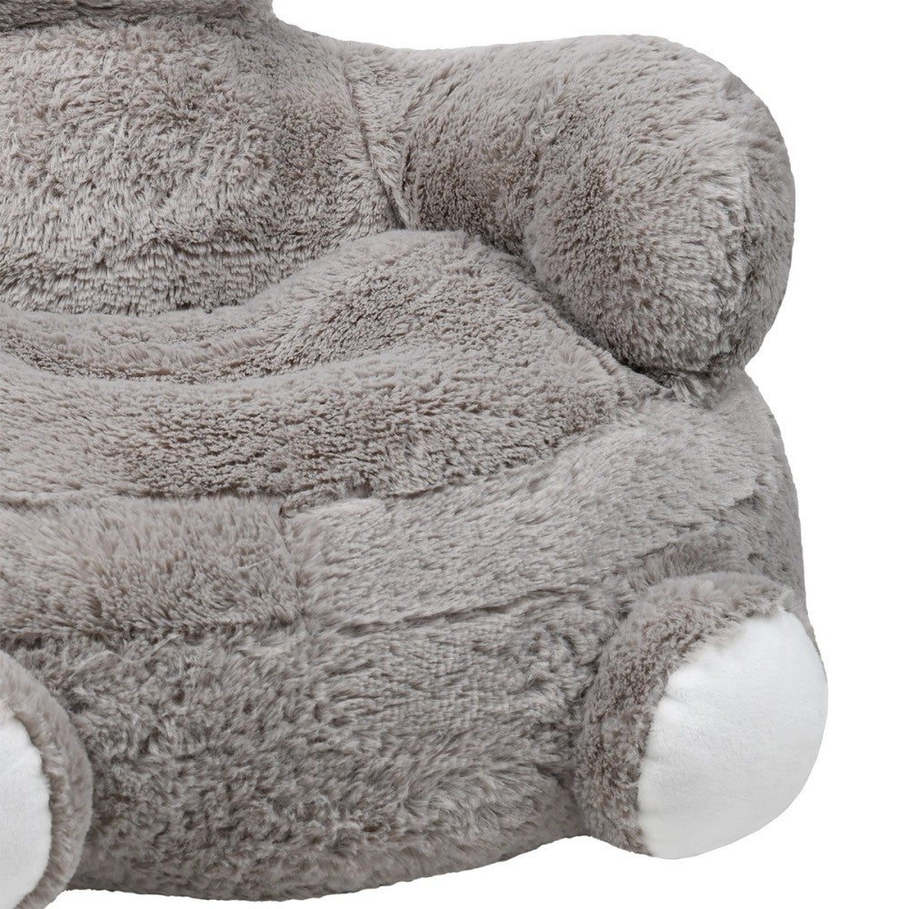 Pouf peluche ours enfant - Gris - 45x45x45 cm - Polyester - 3