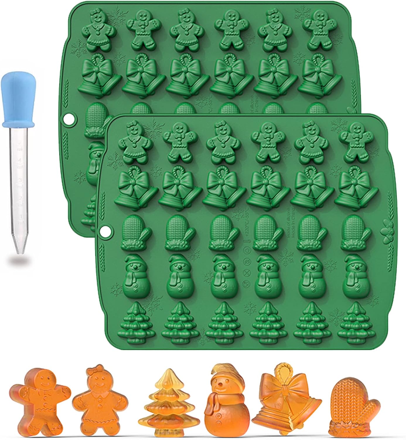 Forma silikonowa na Boże Narodzenie, 2 silikonowe foremki do czekoladek, forma do ciasta świątecznego, silikonowe foremki DIY o tematyce bożonarodzeni