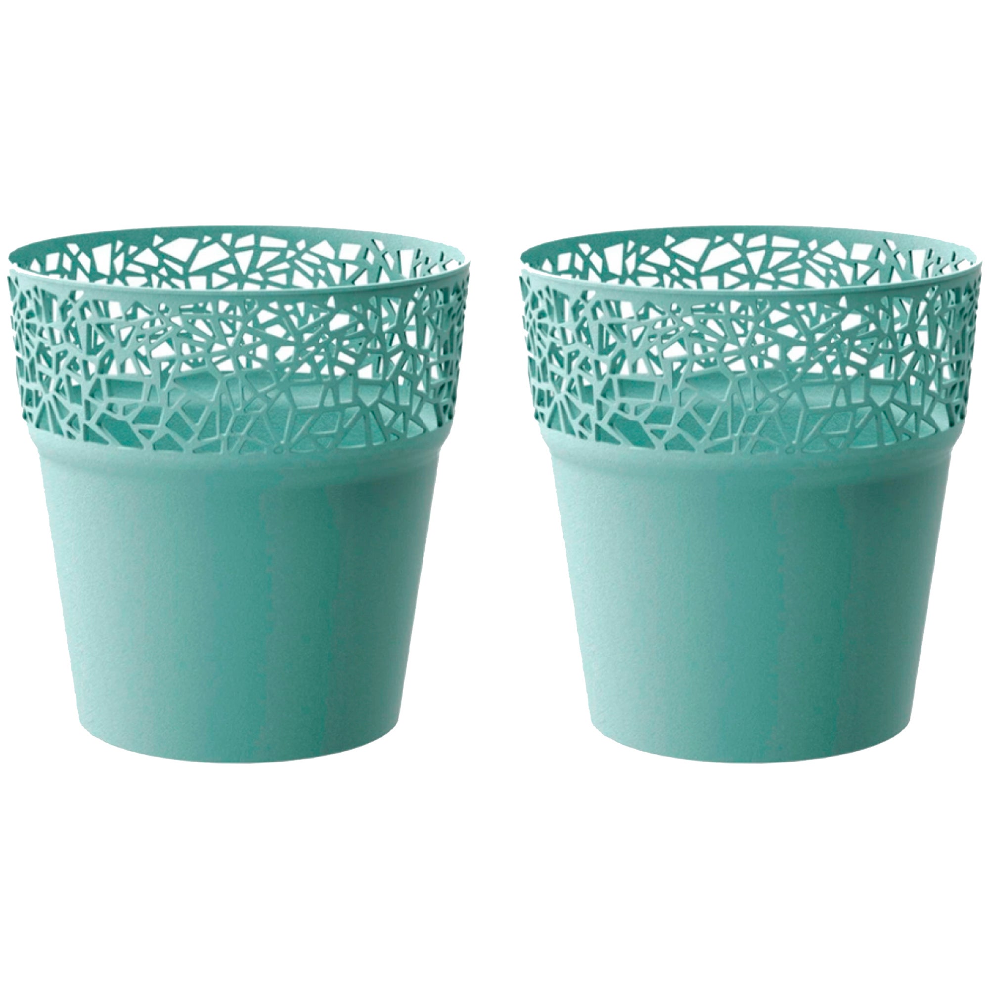 3x Flowerpot di plastica a lento in antracite 13.4 (lungo) x 13,4