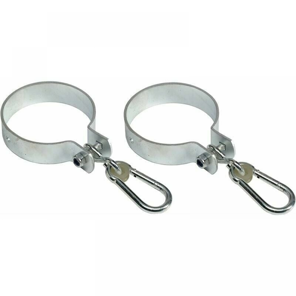 Set de 2 Crochets Balançoire avec Mousqueton - Collier Métal 100 mm pour Balançoire Suspendue Aire de Jeux Enfants