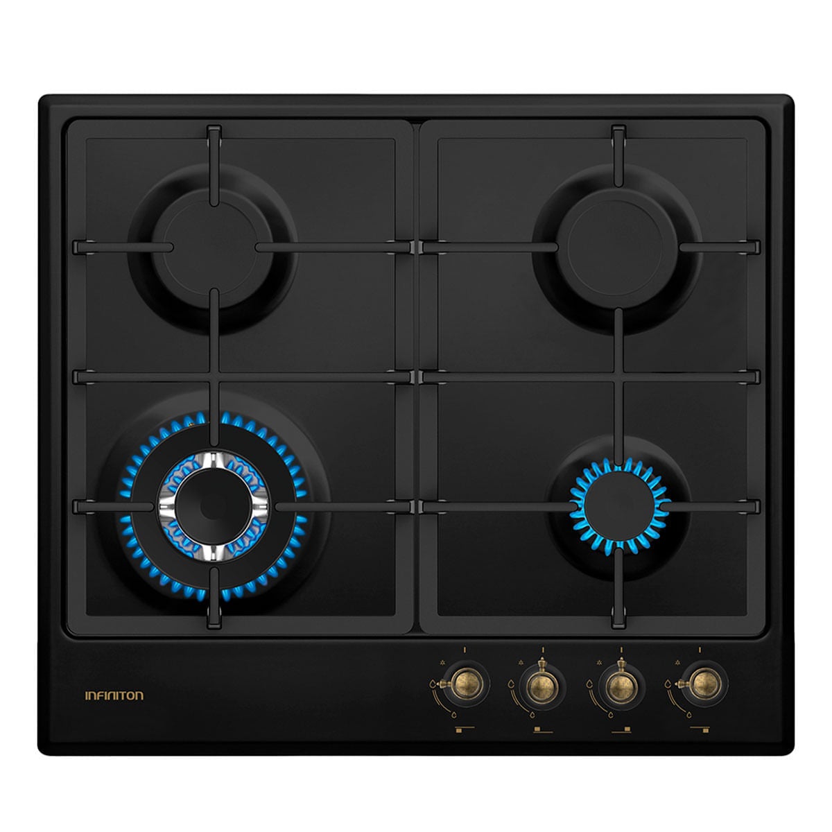 Infiniton Encimera De Gas Gas41ro 8000W 4 Fuegos Acabado Rústico 58 Cm Negro/Dorado , Leroy Merlin