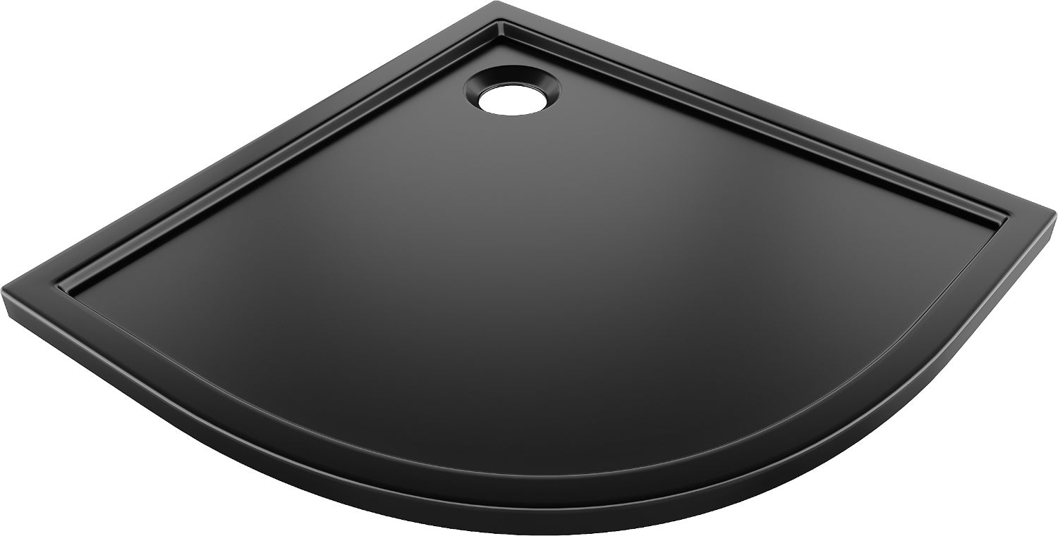 Mexen Flow brodzik półokrągły slim 90 x 90 cm, czarny mat - 46Q709090