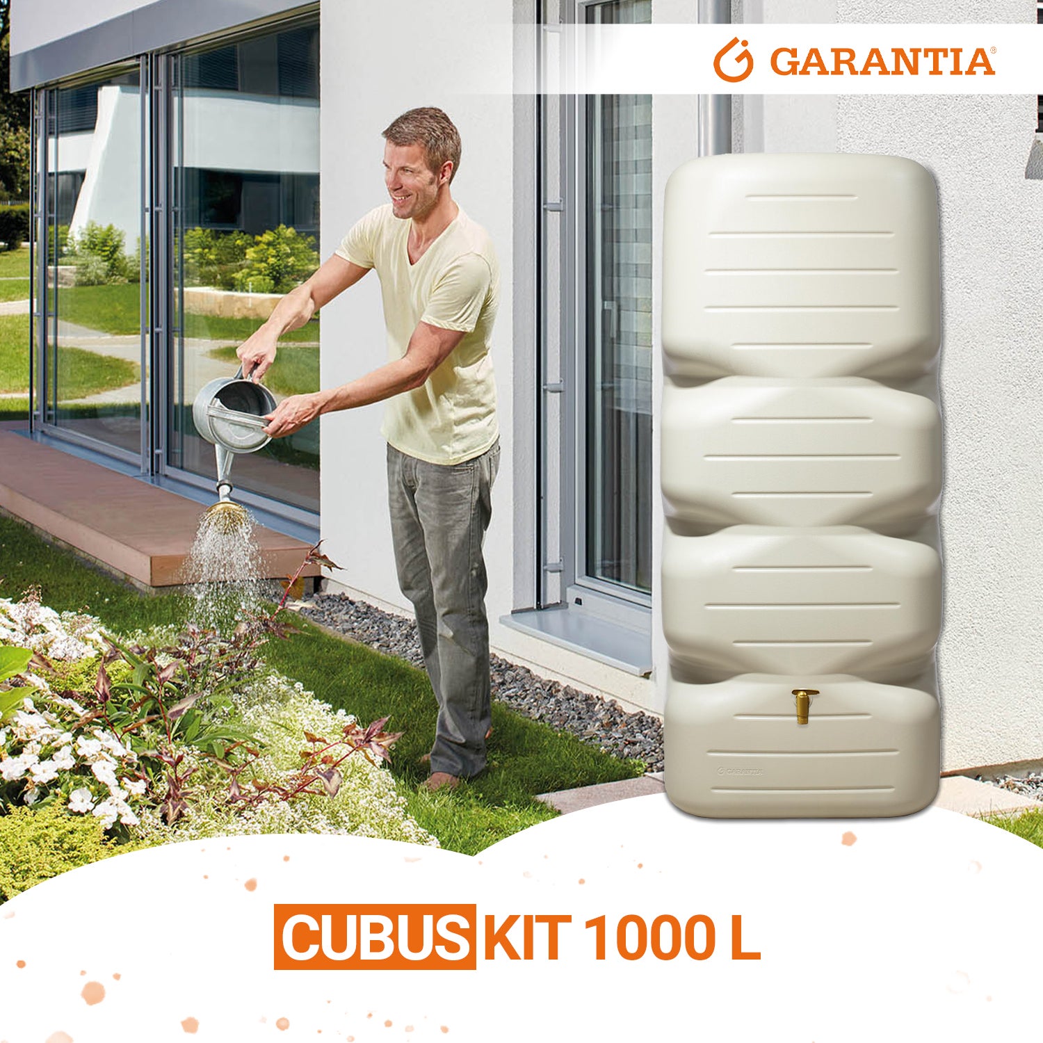 GARANTIA CUBUS Kit 1000 L, sable avec Robinet PE imitation Laiton - 2
