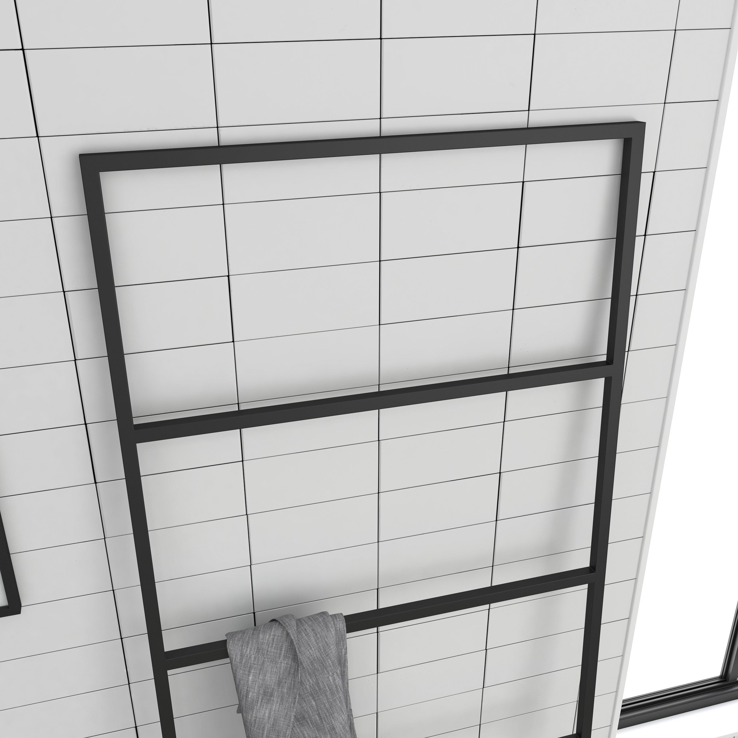 Porte serviettes en métal Noir Mat 60x176cm - Type Atelier - FACTO DARK 2 - 2