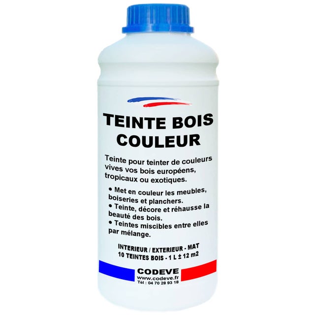 Teinte Bois Couleur - 1 L - Codeve Bois - Marron - Pour Teinter En Couleurs Vos Bois Résineux, Européen Ou Exotique.