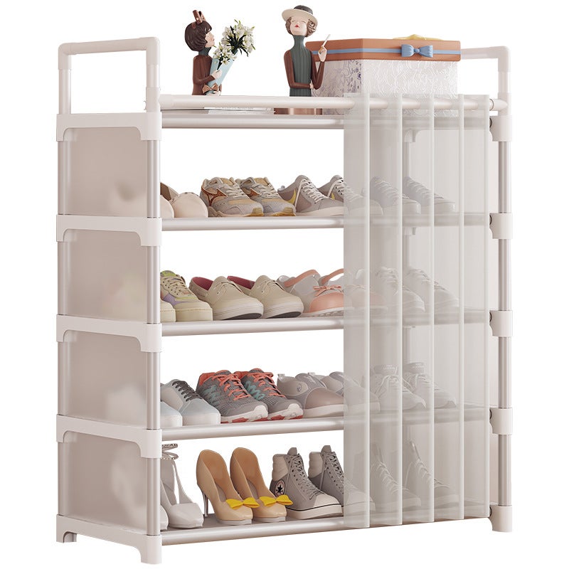 Prosty 5-poziomowy regał na buty z zasłoną, prosty i odporny na kurz wielofunkcyjny regał na buty, 59,5 × 82 × 30,5 cm