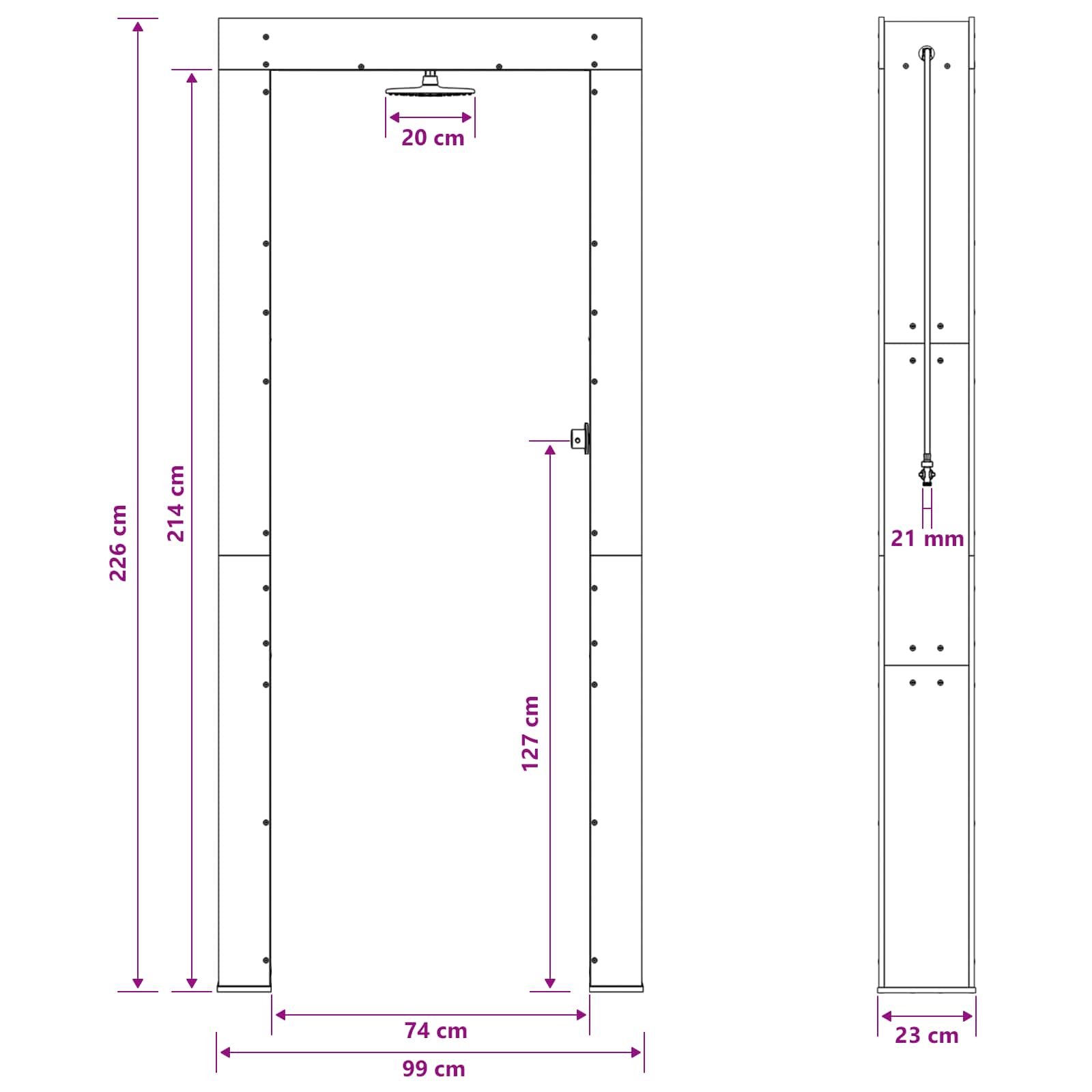 vidaXL Douche d'extérieur 226 cm Naturel - 9