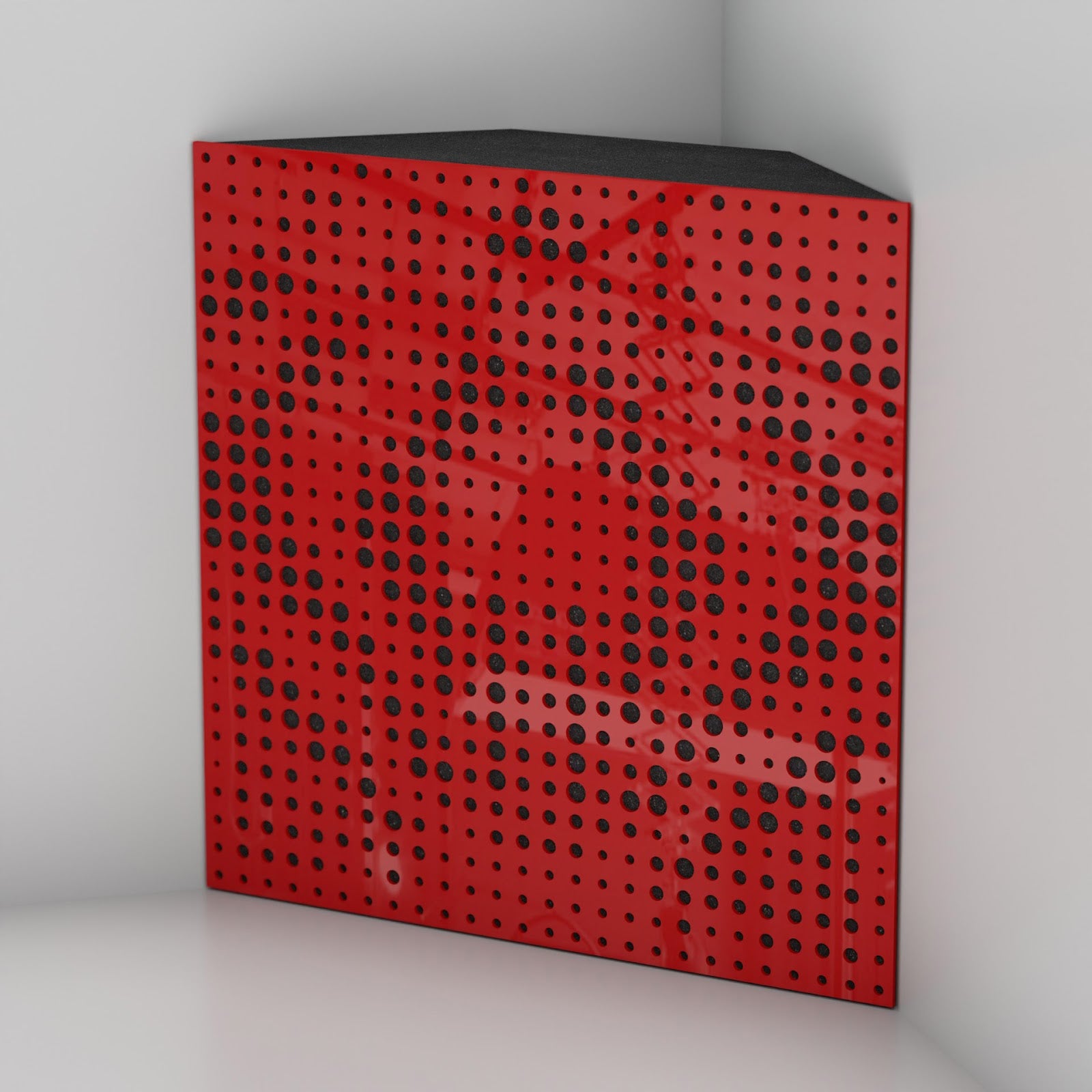 Lot de 2 Pièges à basses UNIVERSE acoustiques insonorisants 50x50x10 cm -Plastique perforé et mousse acoustique -Rouge brilliant - 3