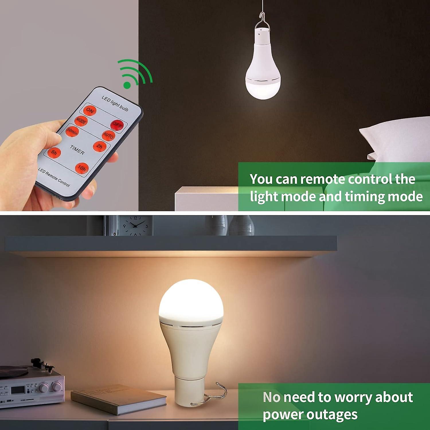 Ampoules LED rechargeables USB, lampe de camping portable Afoskce avec minuterie à distance, 5 modes d'éclairage, avec crochet - 4