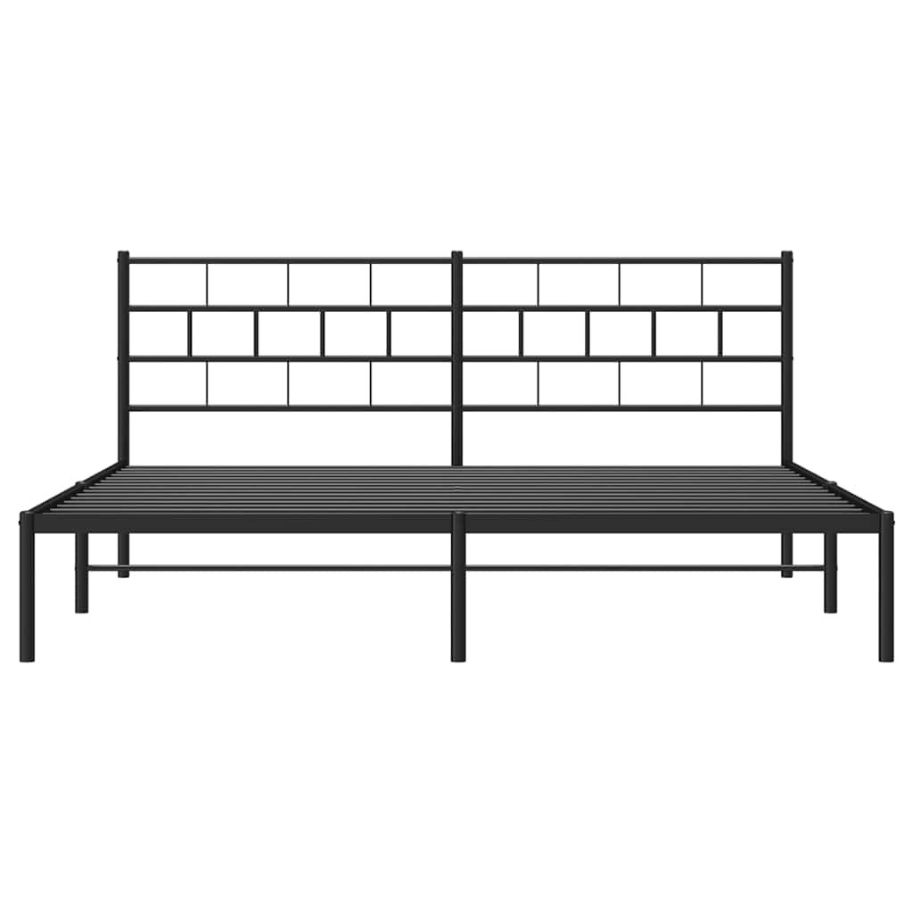 Estructura cama sin colchón con cabecero metal negro 183x213 cm vidaXL - 5