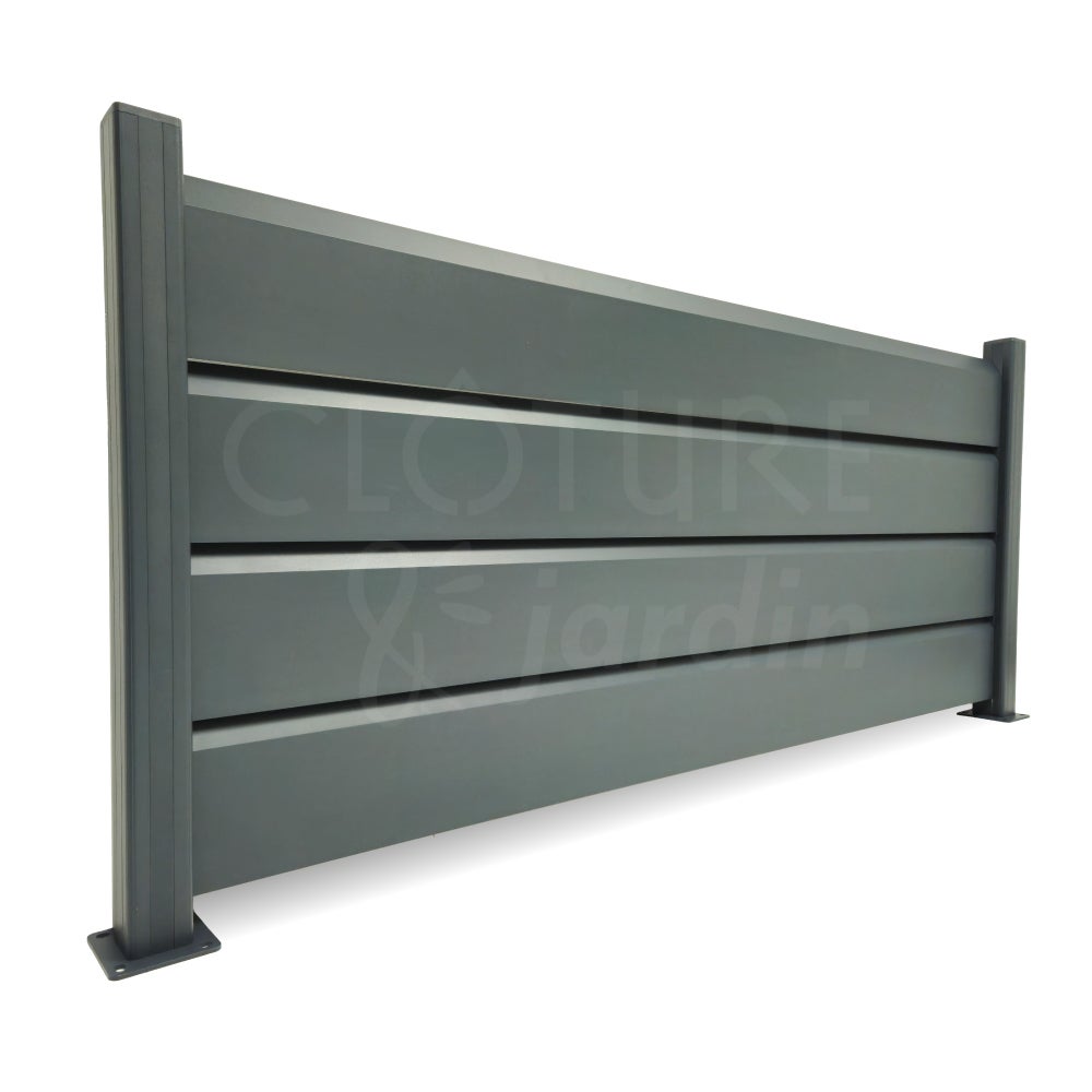 Kit Clôture Aluminium Gris Anthracite 14M - Persienne - Sur Platines - 0,80 mètre - 2