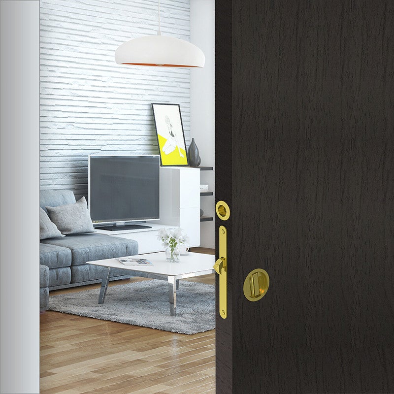 Kit serrure à condamnation, poignée ronde, acier finition doré - 2