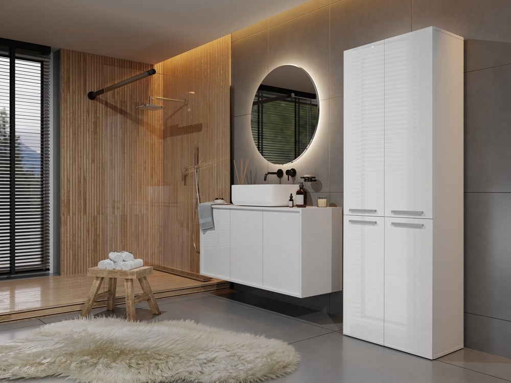 RORY | Mobile da bagno con cestone | Maniglie minimaliste | Dimensioni: 174x60x30 | colonna di archiviazione - 7