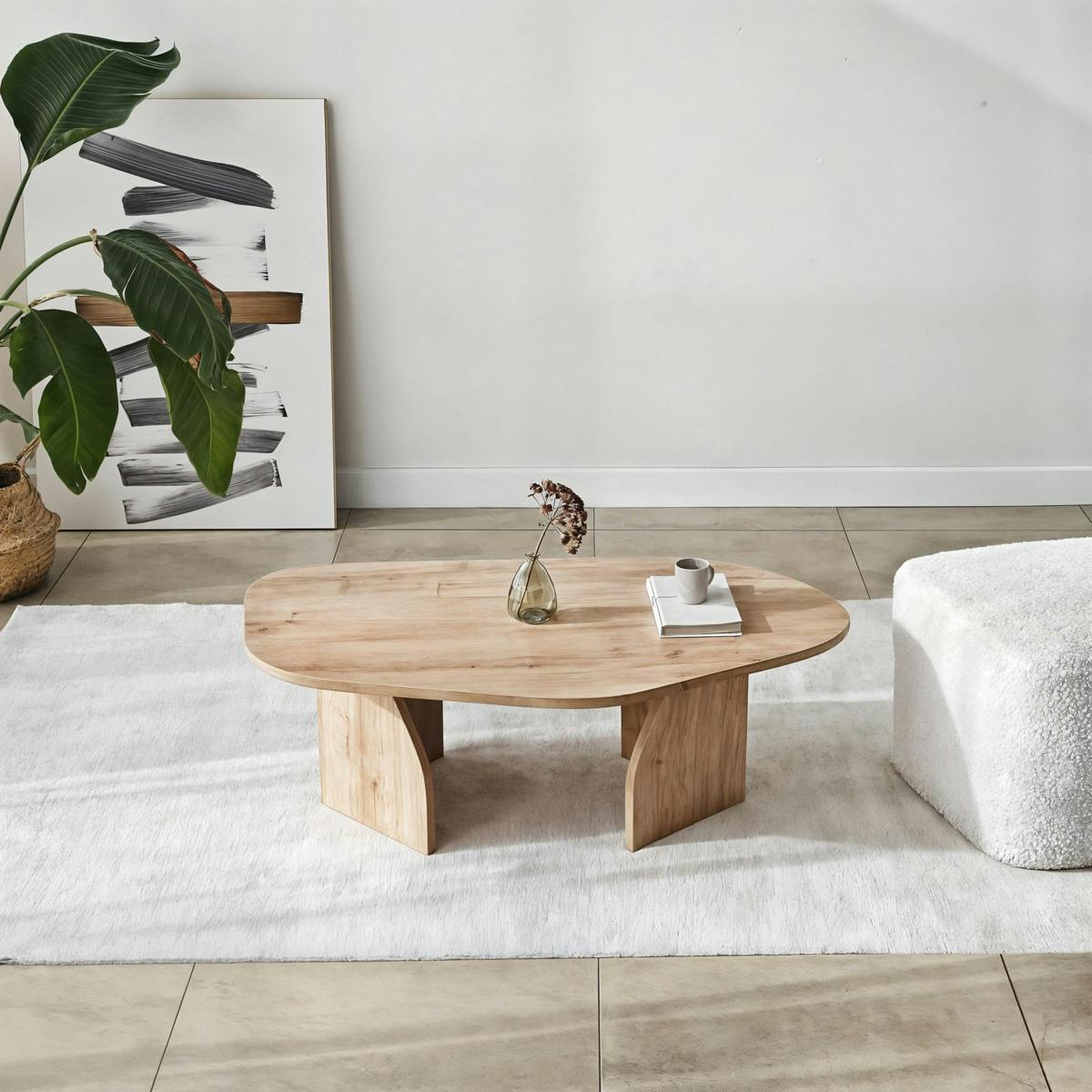 Table basse design effet bois, forme organique galet MARFA - 3