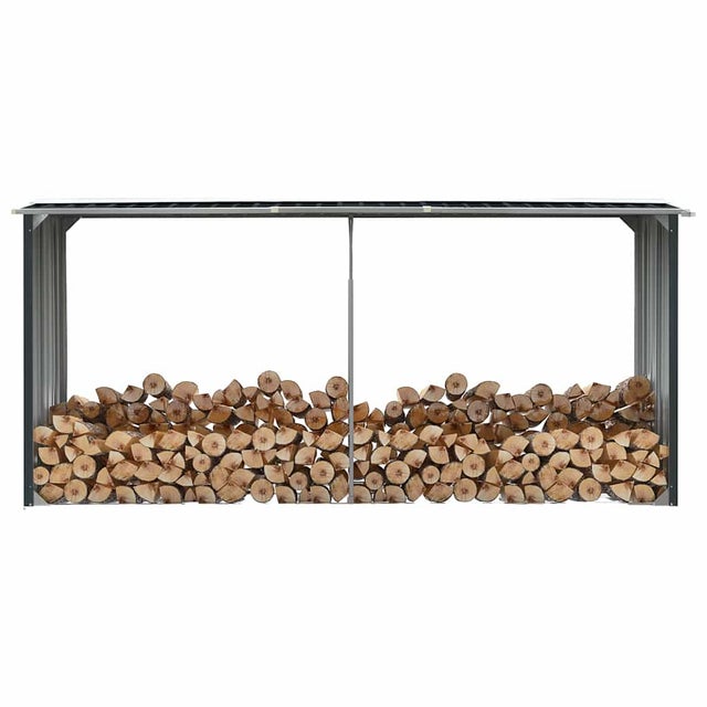 vidaXL Abri de stockage à bois Acier galvanisé 330x92x153cm Anthracite