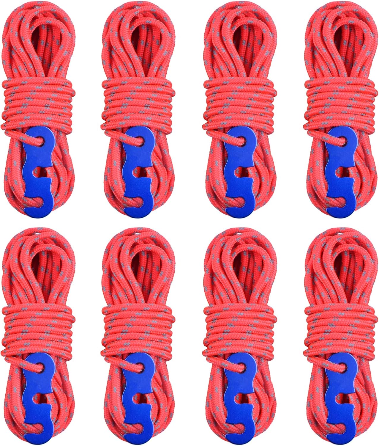 Lot De 10 Tendeurs De Corde En Aluminium 8mm - 3 Trous, Ajustables, Argenté - Neuf