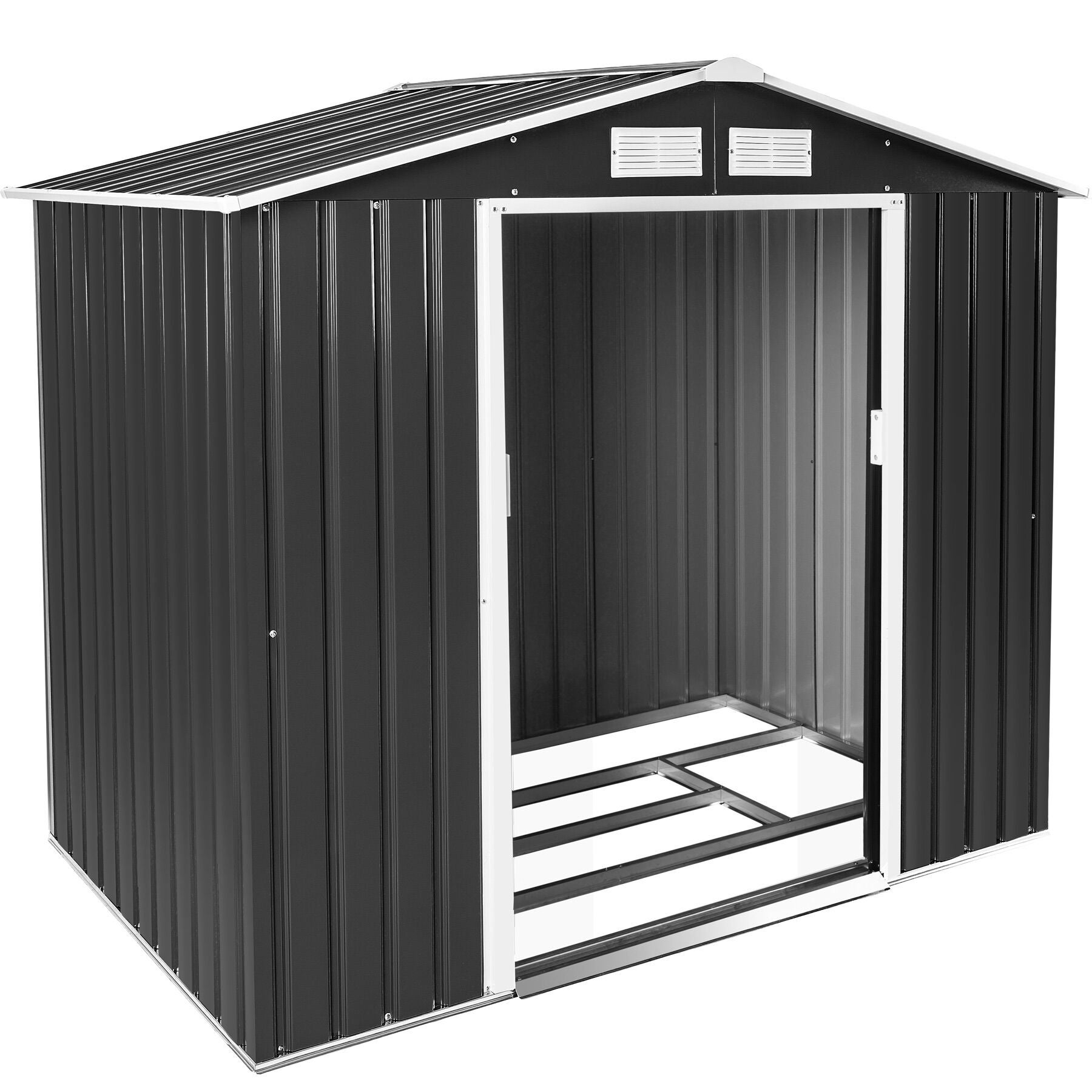 Abri de jardin en acier 2,7 m² toiture 2 pans avec 4 ouvertures de ventilation et porte coulissante TECTAKE - 2