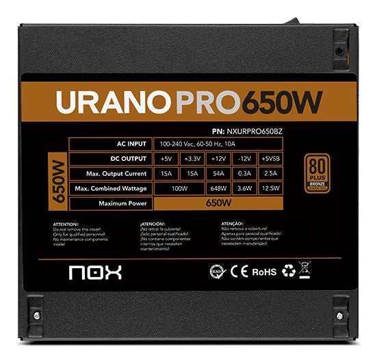Nox Fuente Alimentacion Urano Pro Gaming Atx 650W - Imagen 7
