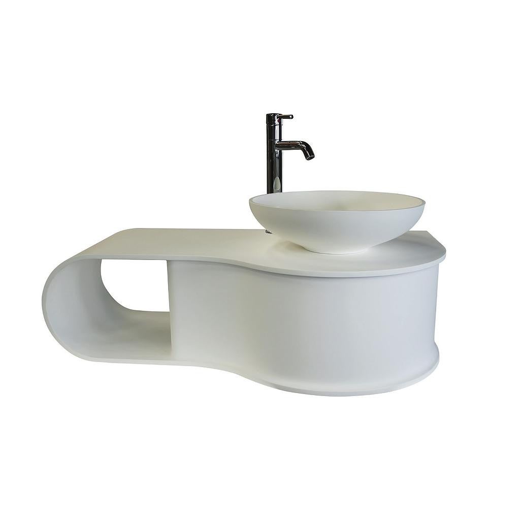 Ondee - lavabo suspendido snow - 100cm - blanco - solid surface - sin rebosadero