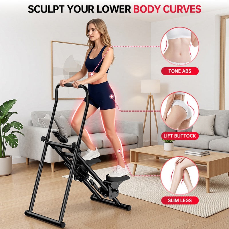 Stepper de escada vertical com tela LCD,RATTANTREE guiador ajustável e pedais antiderrapantes,stepper de escada de profissional,capacidade 150 kg - 2