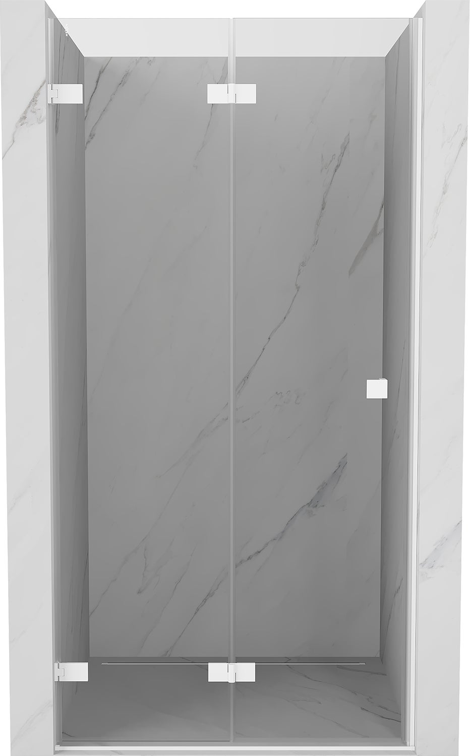 Mexen Lunar-F drzwi prysznicowe składane lewe 100 cm, transparent, białe - 836-100-000-20-00-L