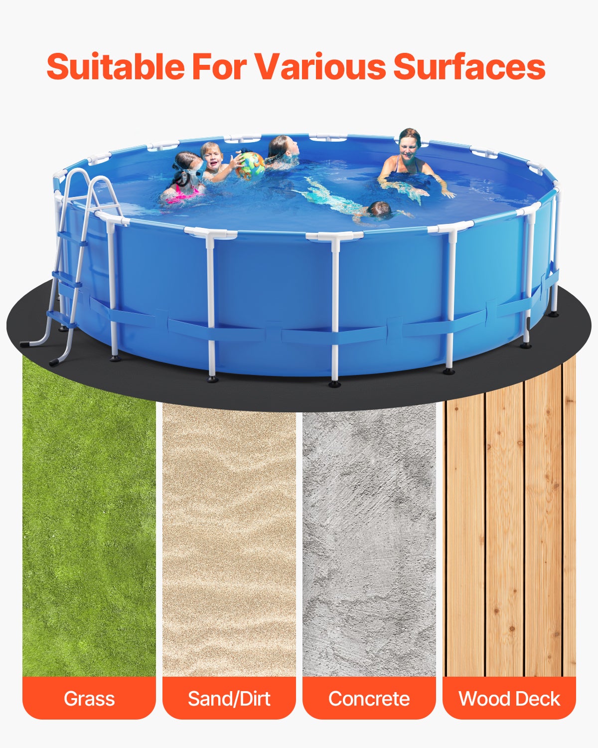 Tapis de Sol Piscine 550 cm,VEVOR Tapis Géotextile Extra-épais,Protection pour Piscines Hors Sol Rond,Installation Facile,Découpe Simple - 6