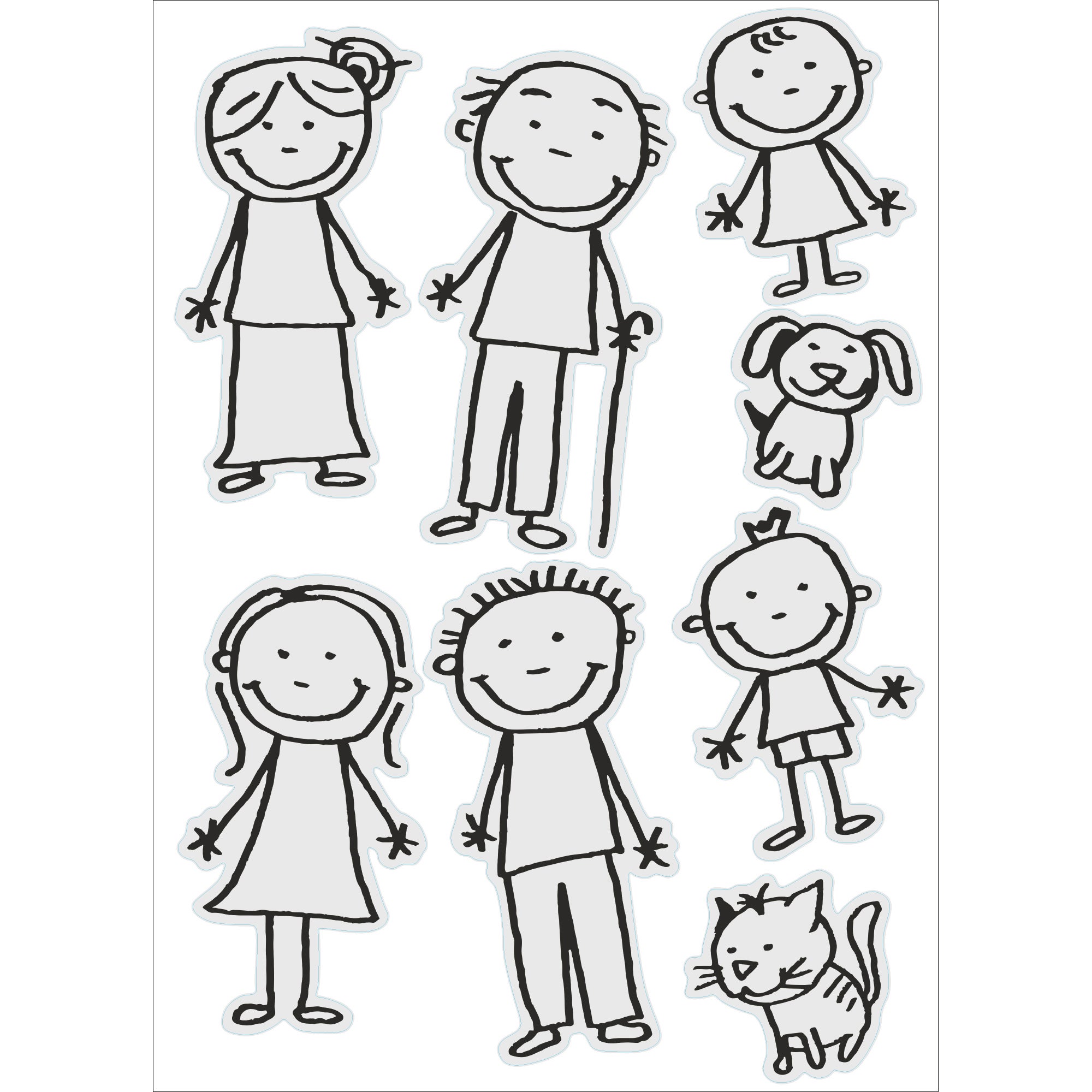 Stickers y vinilos decorativos, dibujo de línea linda de la familia, 48 cm x 68 cm - 2