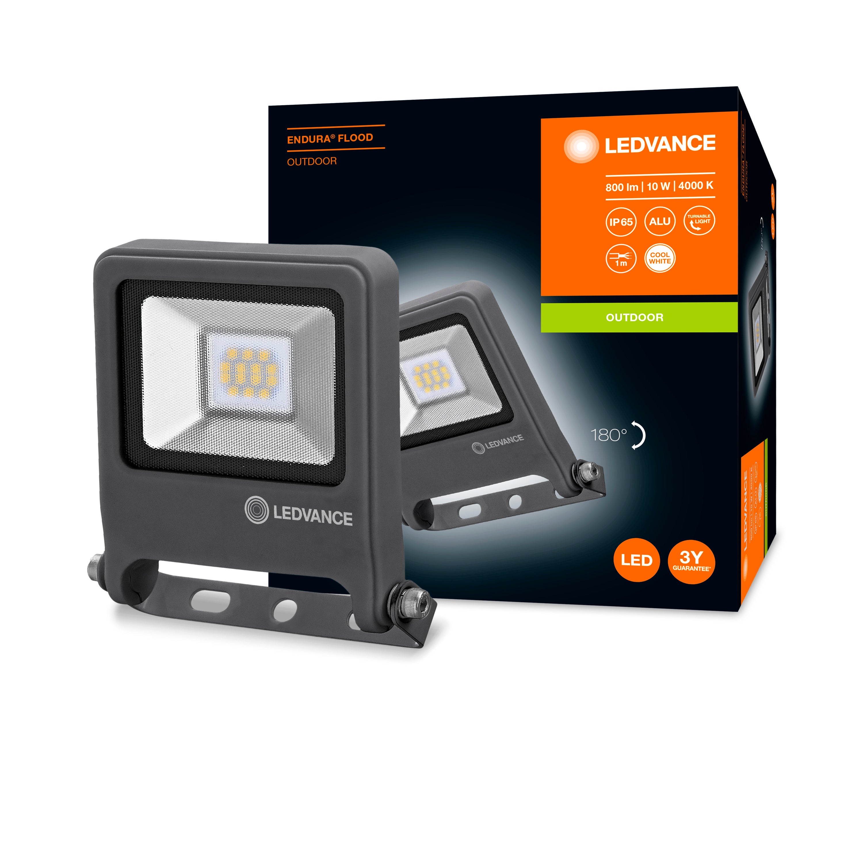 LEDVANCE Fluter LED pour mur, ENDURA® FLOOD Cool White / 10 W, 220…240 V, Angle de rayonnement: 120°, Cool White, 4000 K, Matériau: aluminium, IP65 - 4