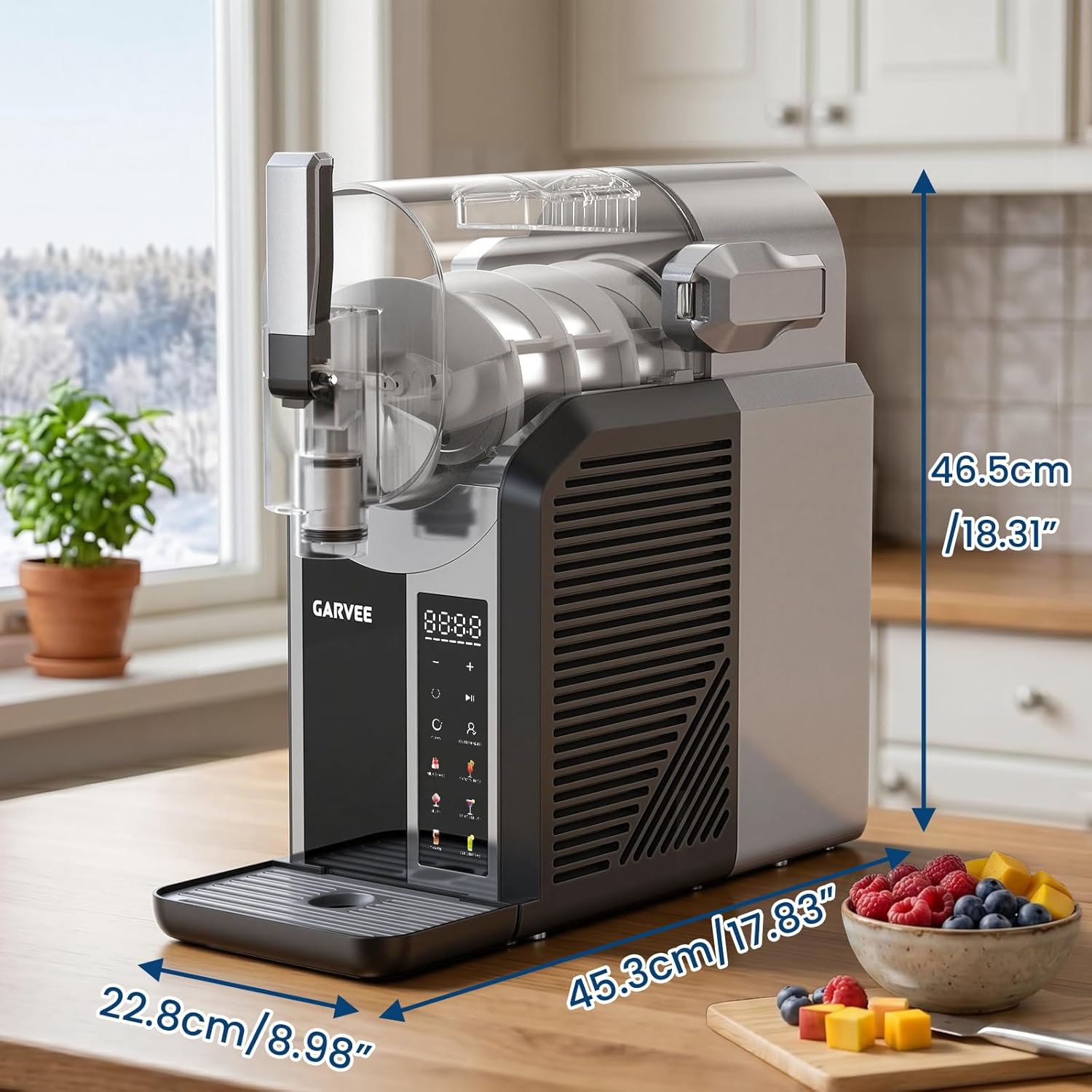 Macchina Per Granita Kicinn 1,6L – 6 Programmi (slush, Frappé, Milkshake, Frozen Juice), Timer, 200W, Senza BPA, Nera